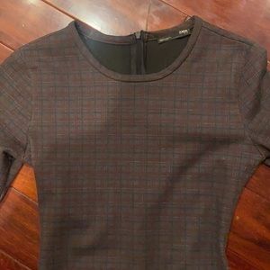 Zara plaid long sleeve midi dress